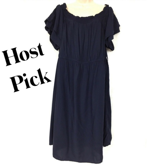 NWT Old Navy Maternity Dress XXL Blue Smocked Off - Picture 1 of 8